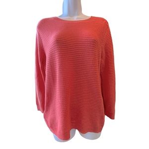 Ann Taylor Cotton Blend Sweater Salmon Lightweight Knit Stretch Size Large